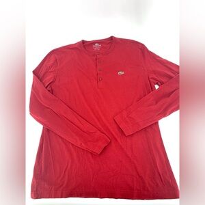 Lacoste Red 100% Cotton Pima Long Sleeve Shirt Size 5